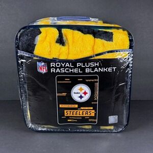 NFL Pittsburgh Steelers Royal Plush Raschel Blanket 60x80 NEW